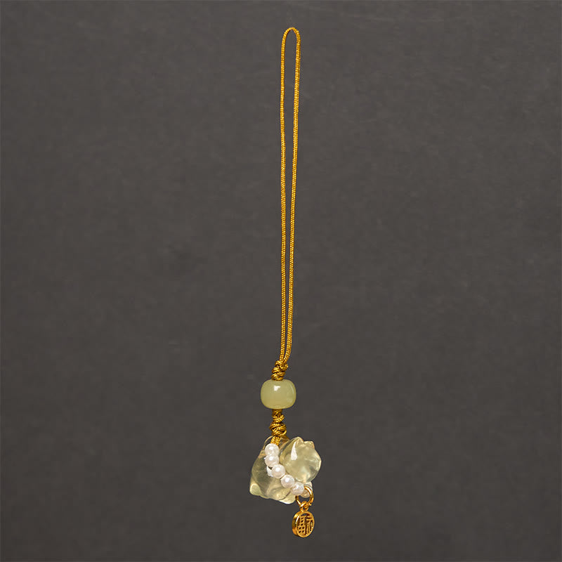 ATELIER-TIBET – Suspension Décorative Cristaux Naturels et Symbole Fu