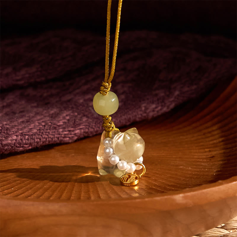 ATELIER-TIBET – Suspension Décorative Cristaux Naturels et Symbole Fu