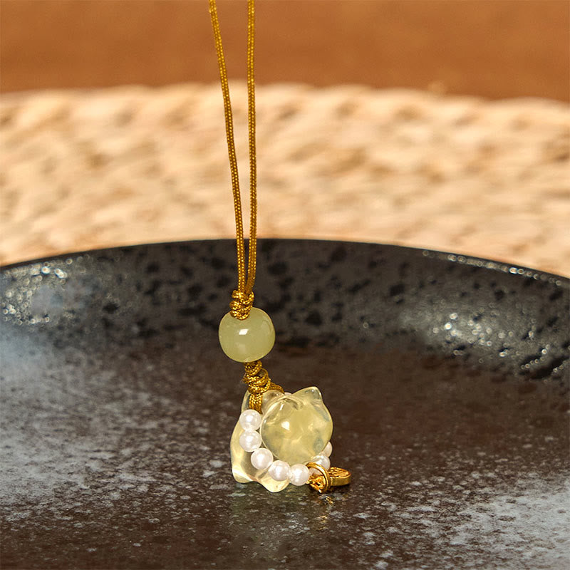 ATELIER-TIBET – Suspension Décorative Cristaux Naturels et Symbole Fu