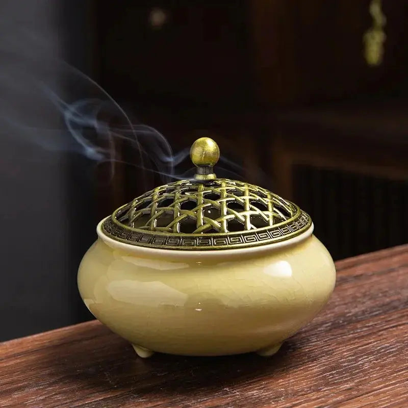 ATELIER-TIBET – Brûleur d’Encens en Céramique Bouddhiste, Sérénité & Élégance