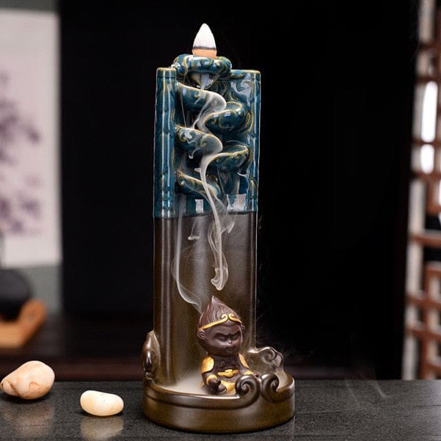 ATELIER-TIBET Porte-Encens “La Cascade du Bonheur” – Support Décoratif pour Encens Bâtons & Cônes Effet Cascade