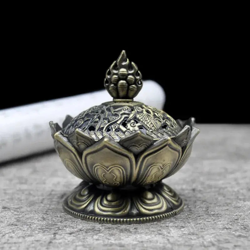 ATELIER-TIBET – Porte-Encens Lotus en Laiton, Sérénité & Élégance