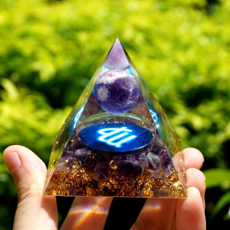 ATELIER-TIBET Pyramide du Zodiac en Orgonite et Citrine de 10cm symbole de la Vierge