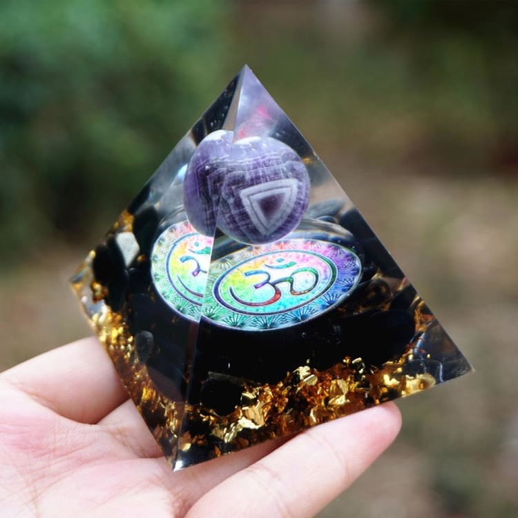 ATELIER-TIBET Pyramide en Orgonite et Obsidienne de 10cm