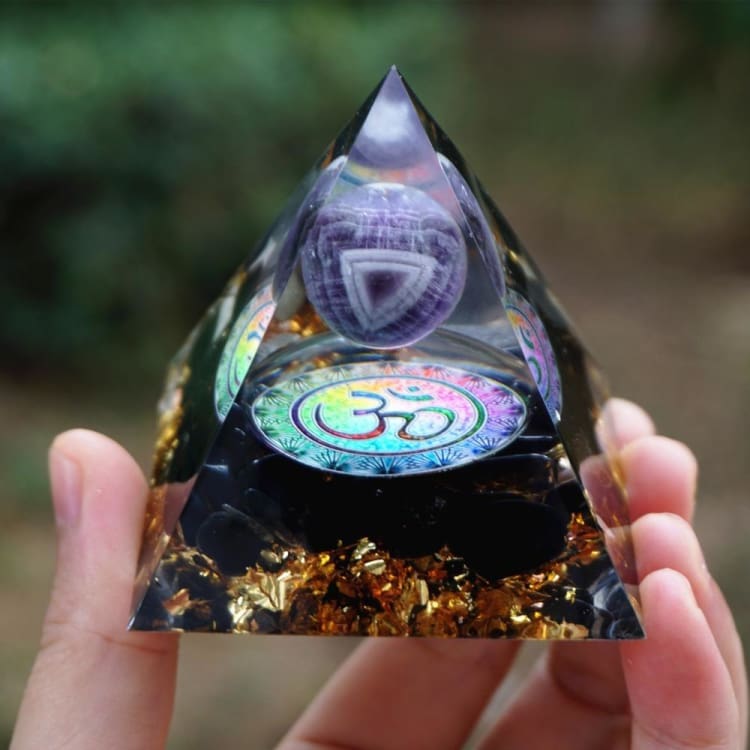ATELIER-TIBET Pyramide en Orgonite et Obsidienne de 10cm