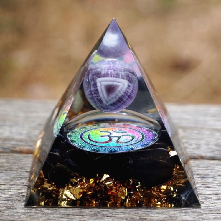 ATELIER-TIBET Pyramide en Orgonite et Obsidienne de 10cm