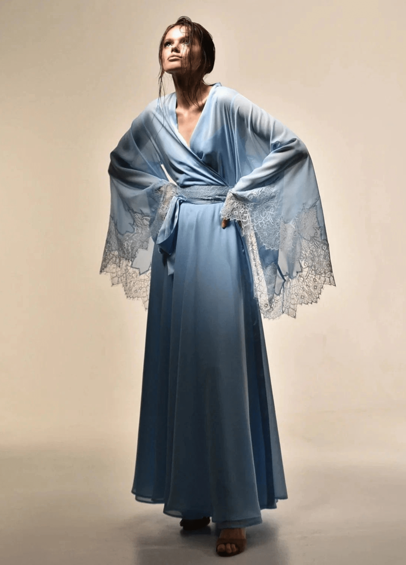 Robe kimono femme soie bleu – Aozora