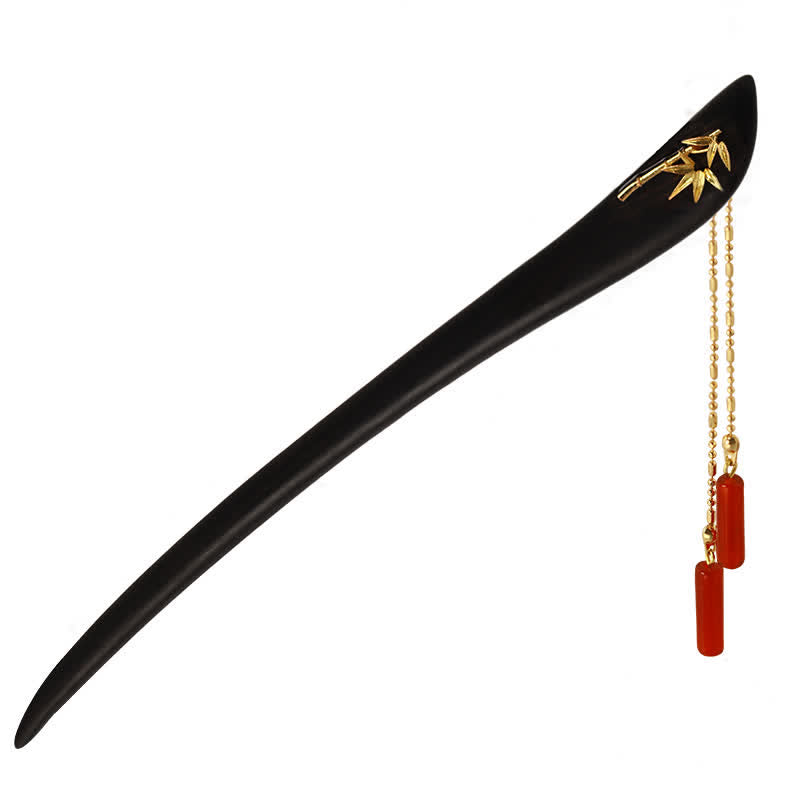 ATELIER-TIBET Pic à Cheveux Agate Rouge & Ébène 18cm