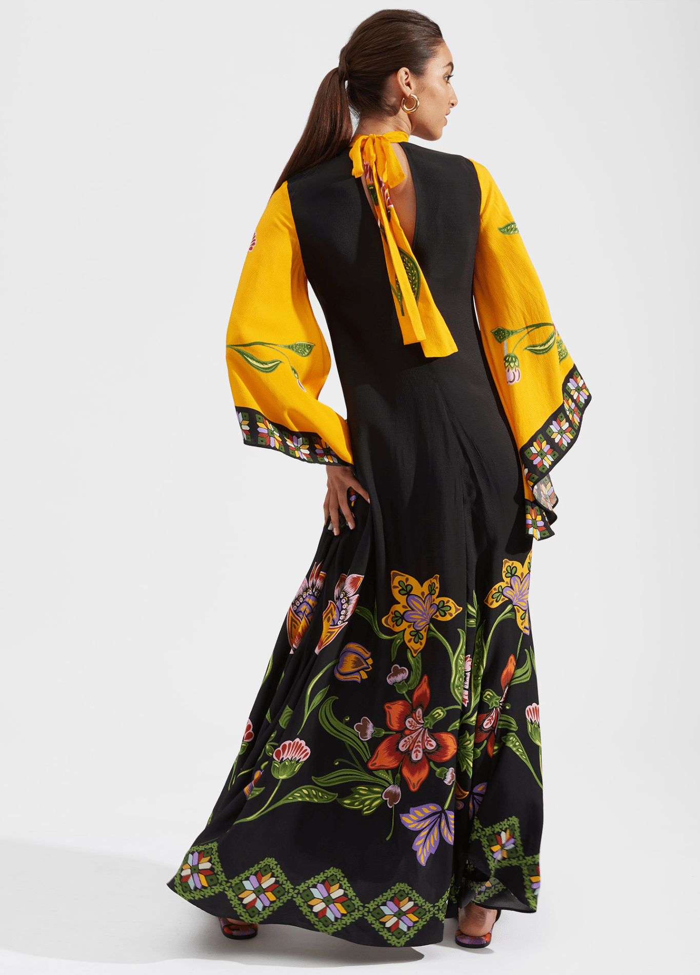 Robe kimono femme noir – Floraison