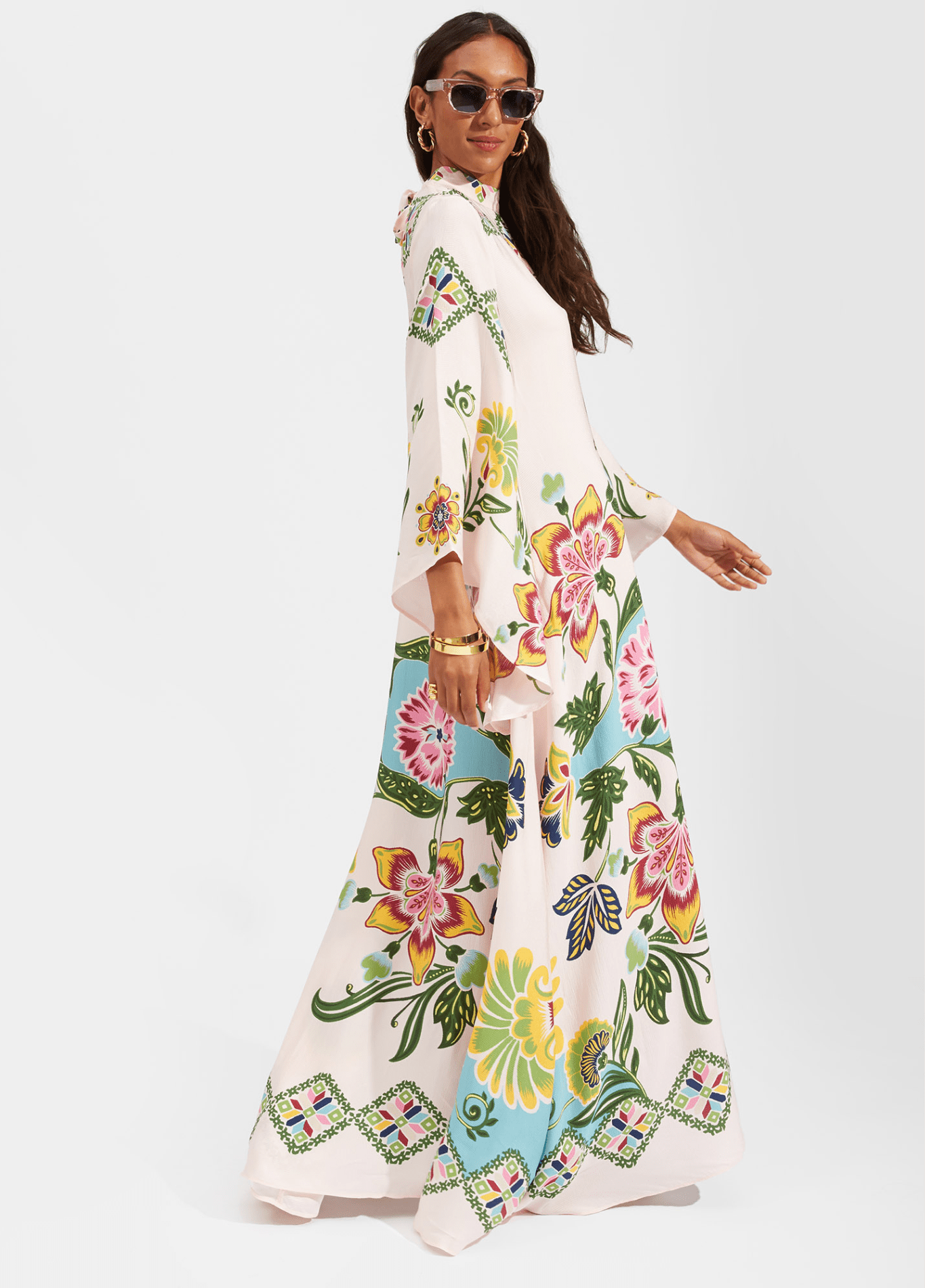 Robe kimono femme motif pivoine blanc – Jardin Botanique