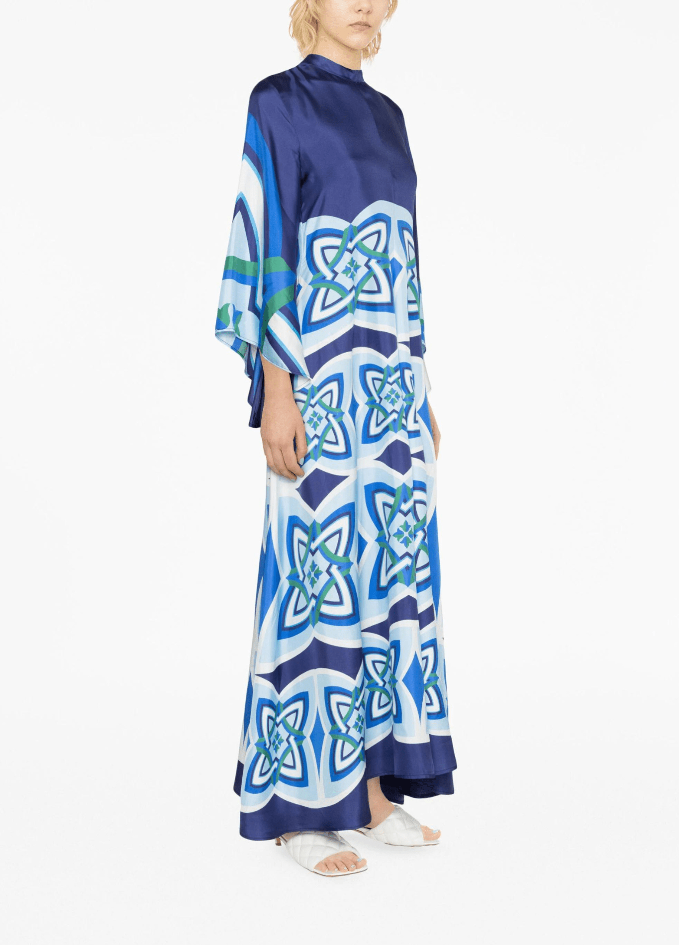 Robe kimono femme géométrique bleu – Saphir