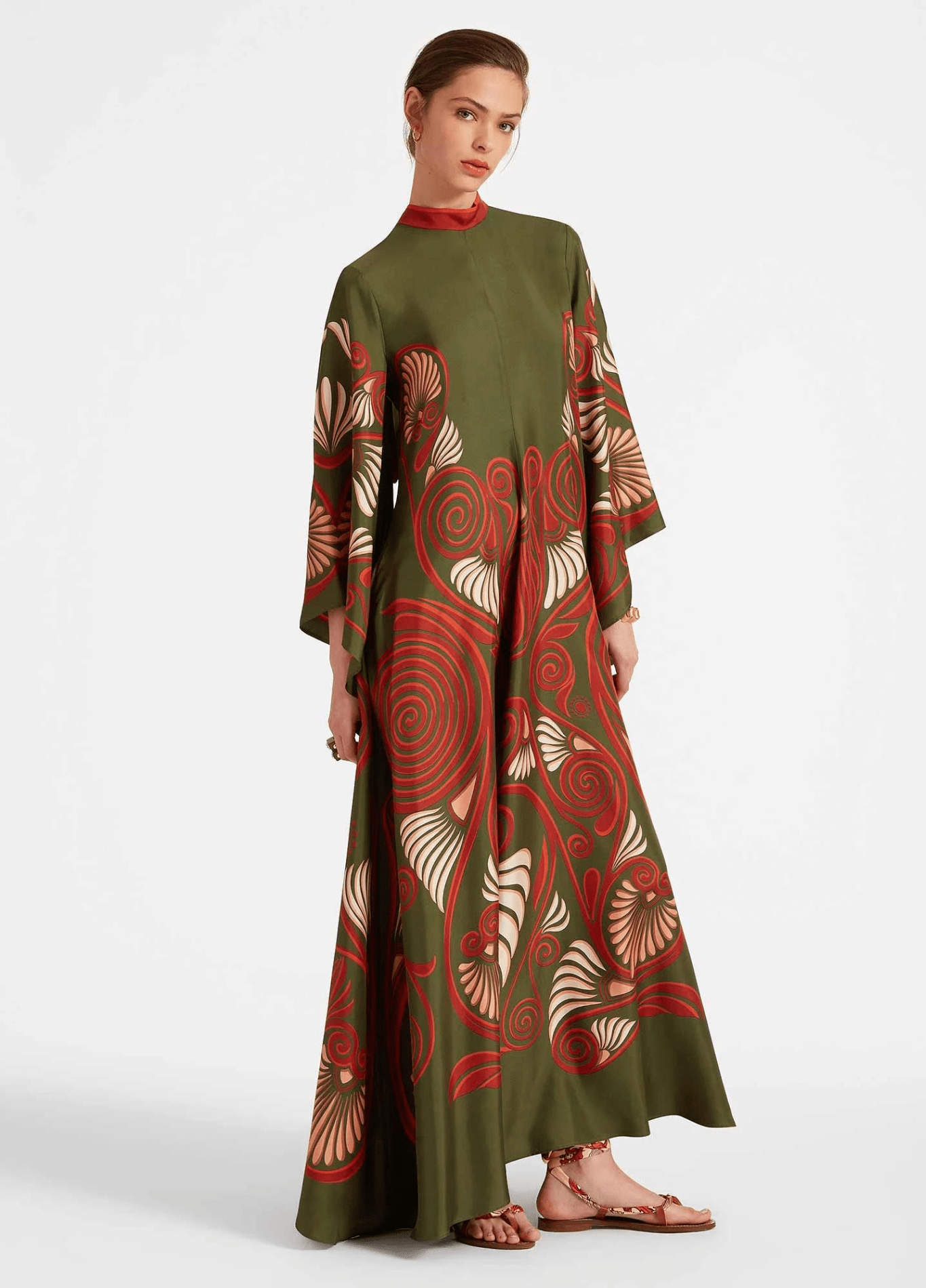 Robe kimono femme coton géométrique vert – Sauvage