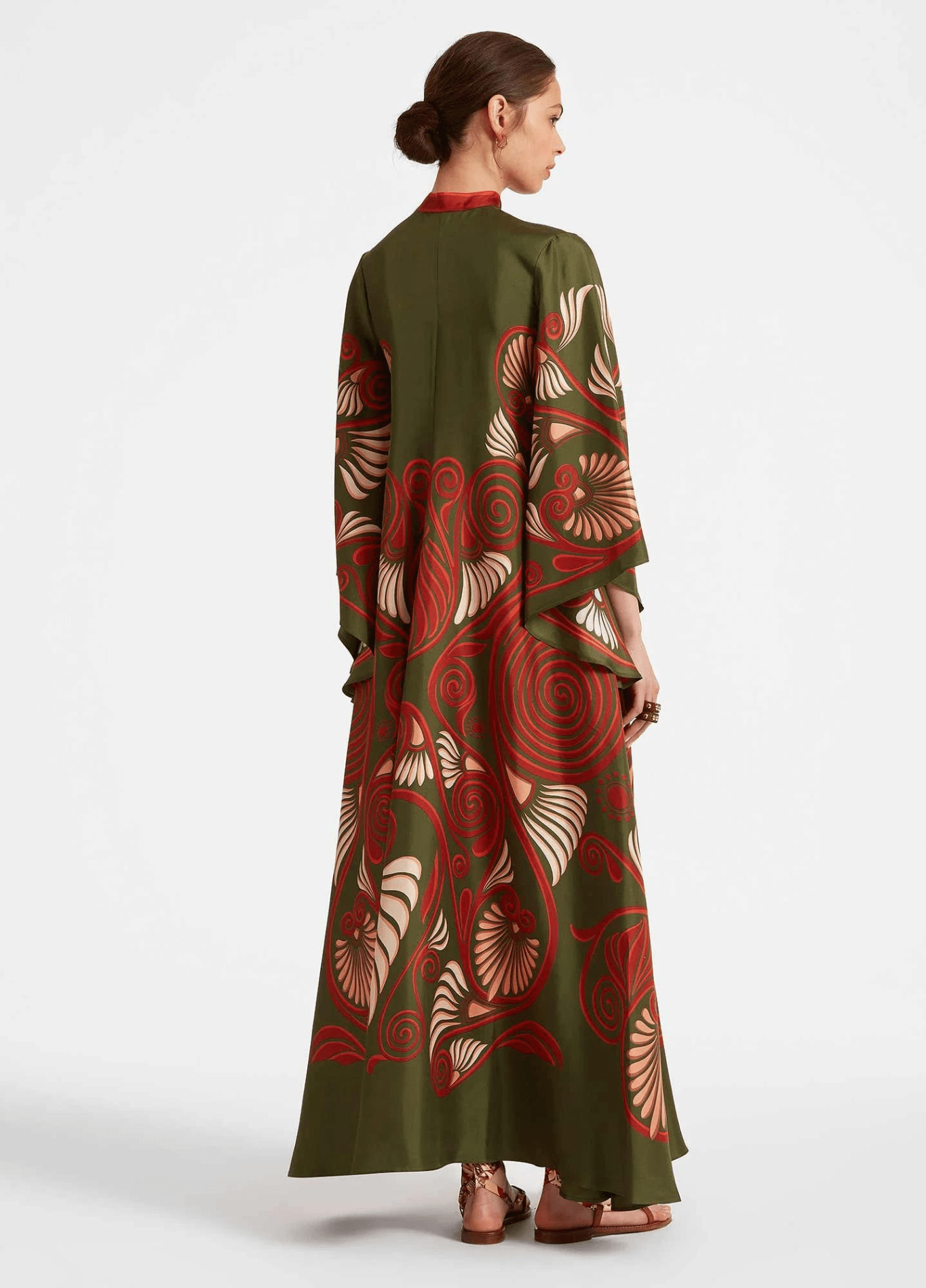 Robe kimono femme coton géométrique vert – Sauvage