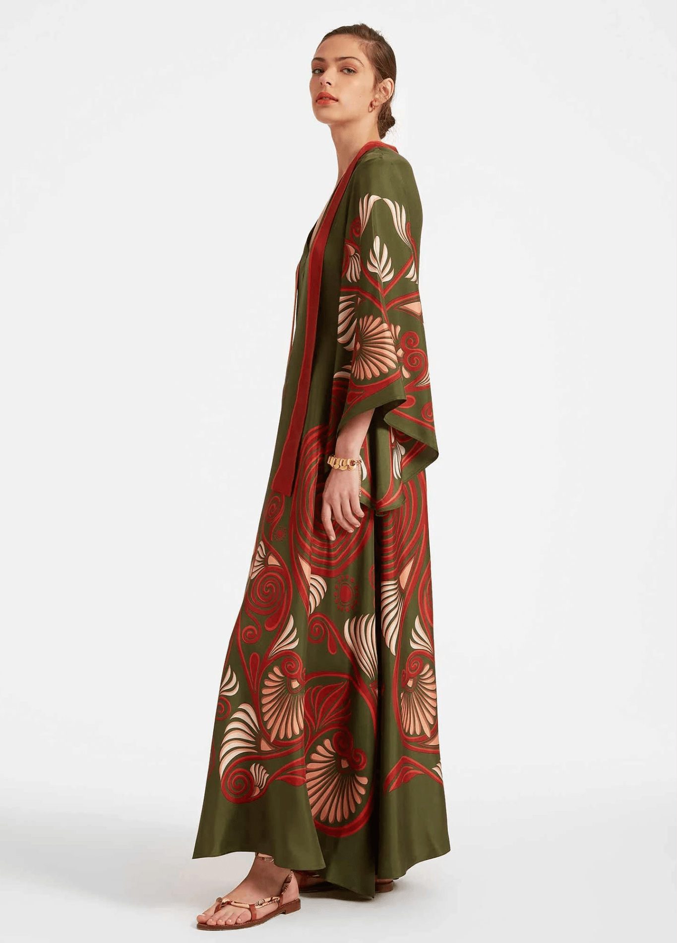 Robe kimono femme coton géométrique vert – Sauvage