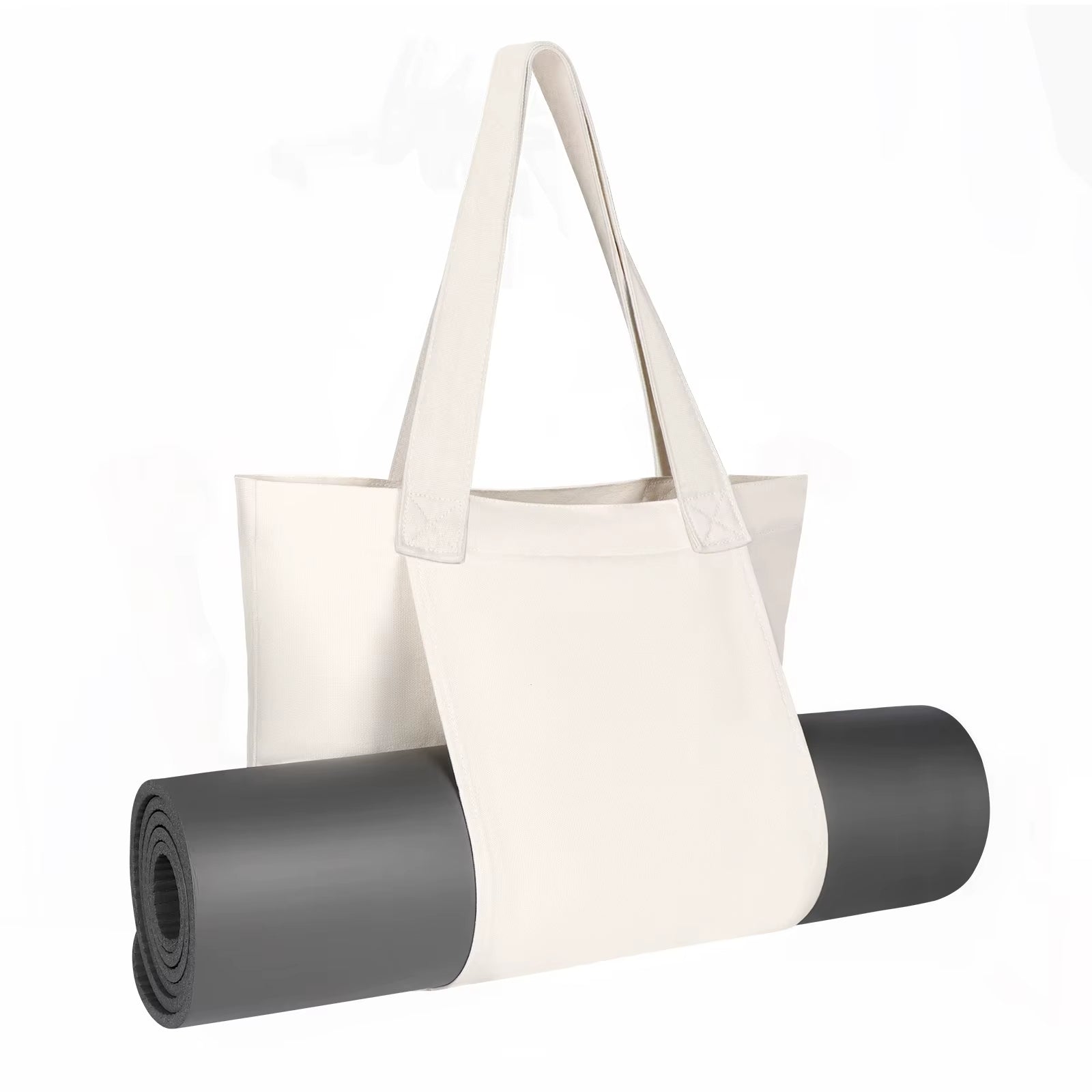 ATELIER-TIBET – Sac de yoga blanc polyvalent en toile – Grande capacité