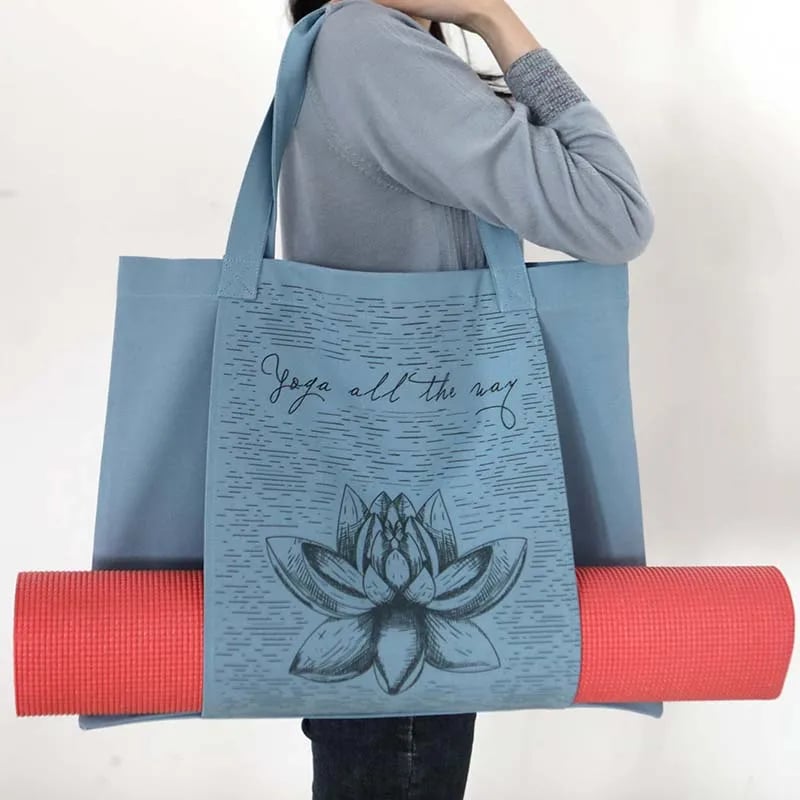 ATELIER-TIBET – Sac de yoga en toile imprimé lotus – Rose, Bleu ou Vert