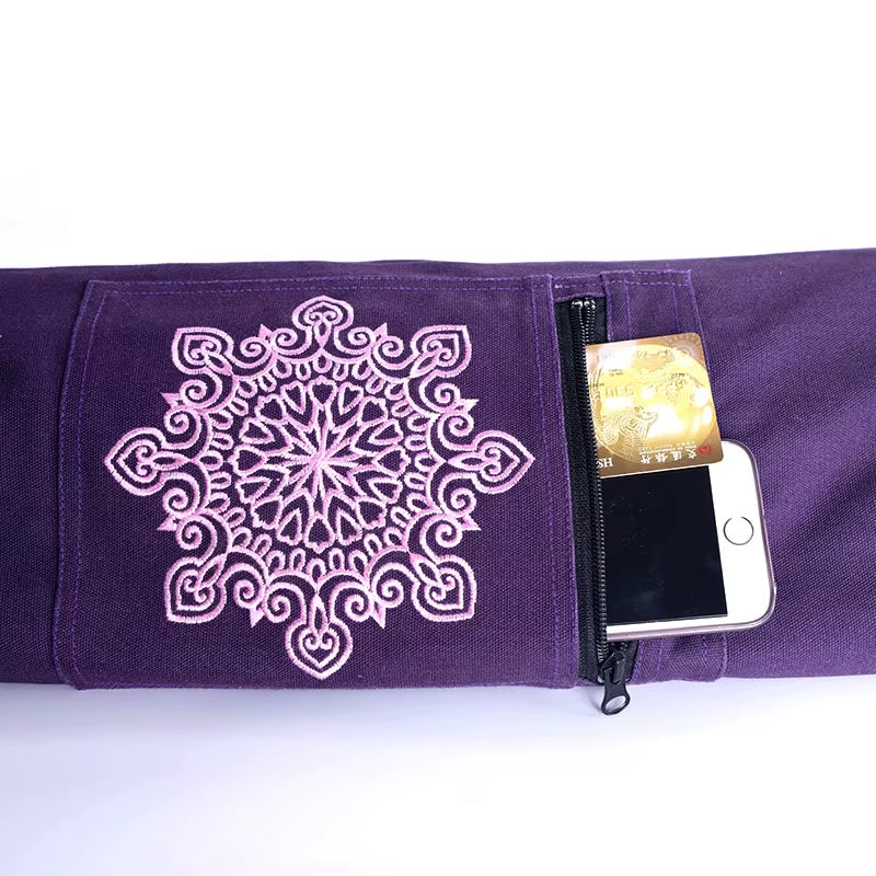 ATELIER-TIBET – Sac de yoga violet respirant en toile – Bandoulière réglable