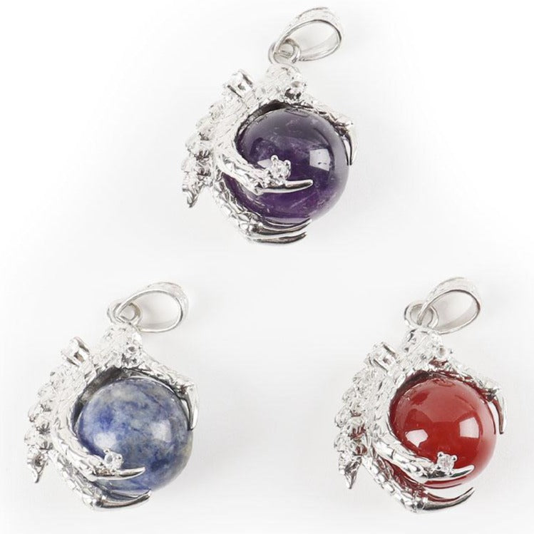 ATELIER-TIBET – Pendentif Dragon « Griffe Protectrice » en Calcédoine Rouge – 20 mm