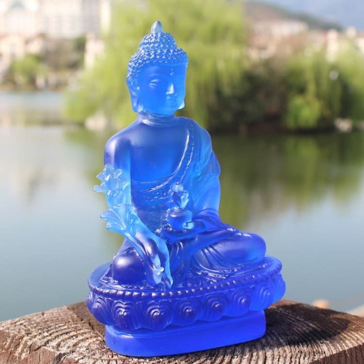ATELIER-TIBET Statuette de Bouddha en résine bleue