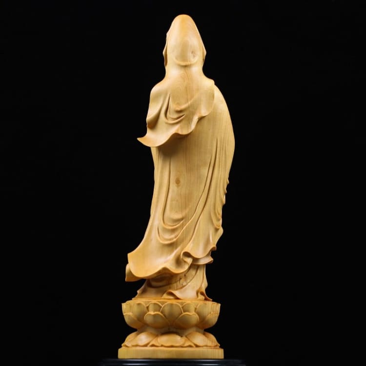ATELIER-TIBET Statuette de Bouddha GuanYin en bois de buis