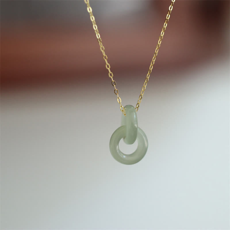 ATELIER-TIBET – Collier Double Boucle de la Paix en Jade Hetian et Argent Sterling 925