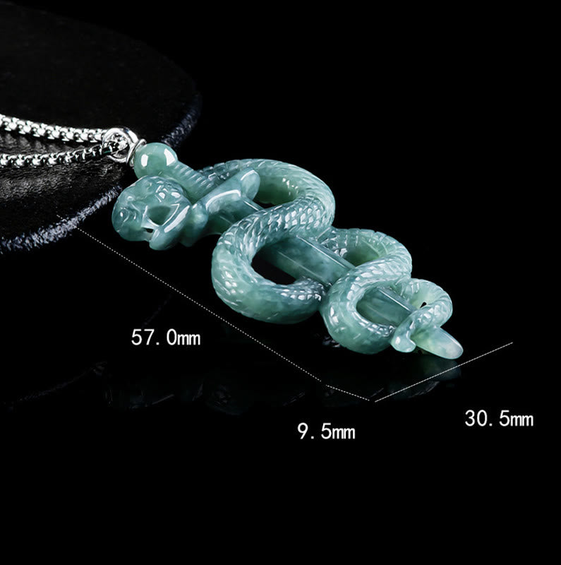 ATELIER-TIBET – Collier Épée & Serpent en Jade Naturel et Argent Sterling 925