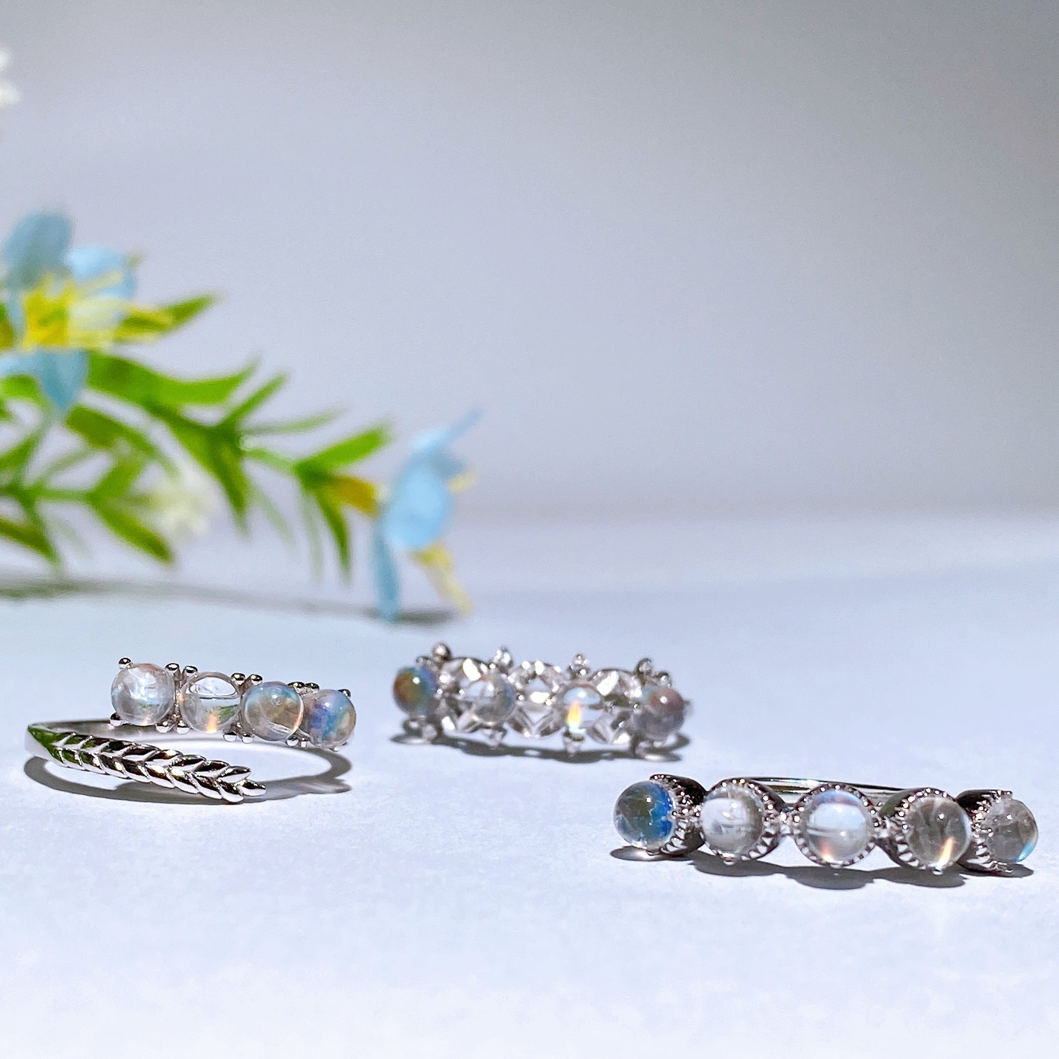 ATELIER-TIBET – Bague en Pierre de Lune Naturelle & Argent Sterling 925 – Anneau Céleste Unisexe