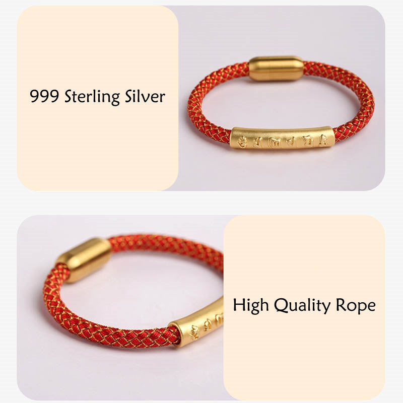 ATELIER-TIBET Bracelet Om Mani Padme Hum Argent 999 & Cordon – Pureté & Intention