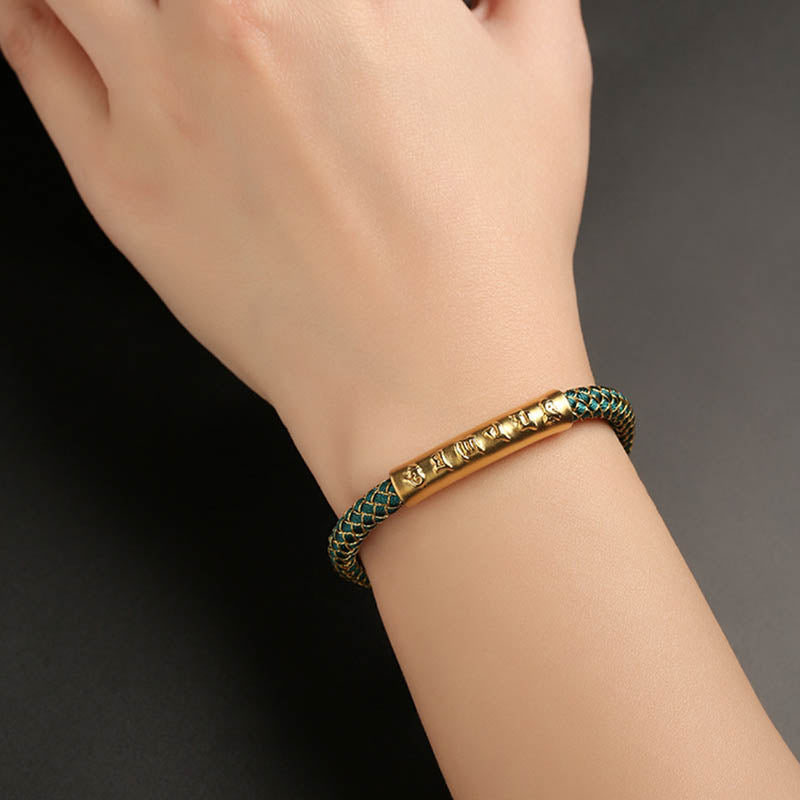 ATELIER-TIBET Bracelet Om Mani Padme Hum Argent 999 & Cordon – Pureté & Intention