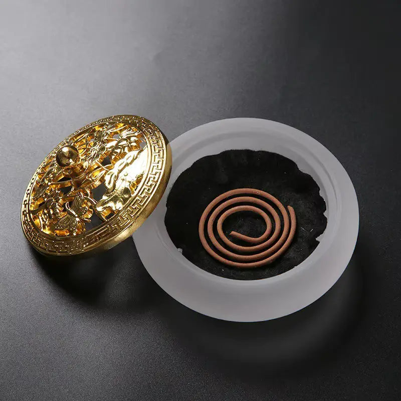 ATELIER-TIBET – Brûleur d’Encens en Verre, Plateau Bouddhiste