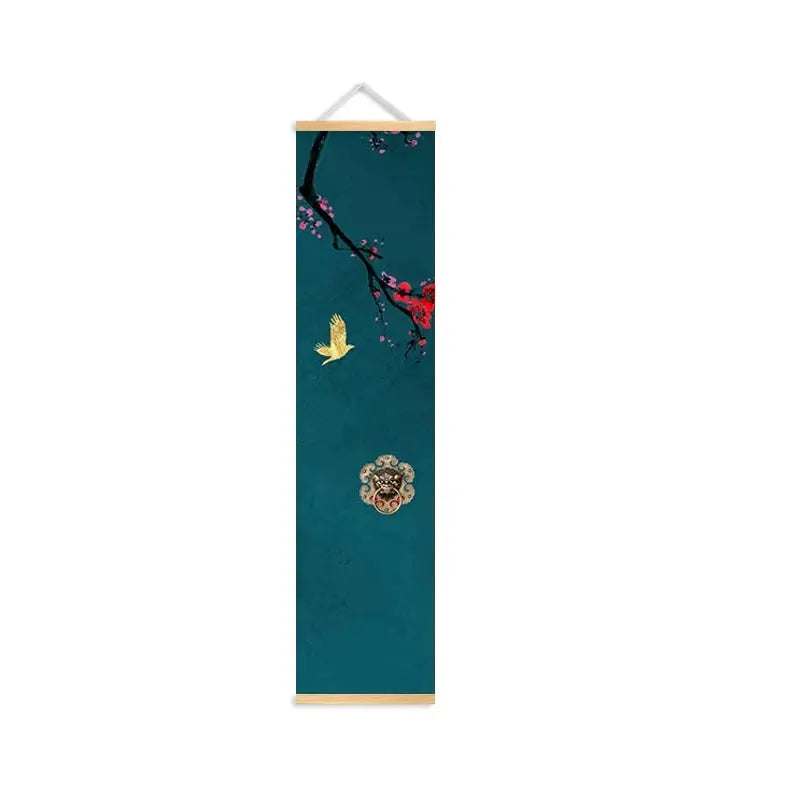 ATELIER-TIBET – Kakemono Japonais Zen aux Grues et Fleurs de Cerisier