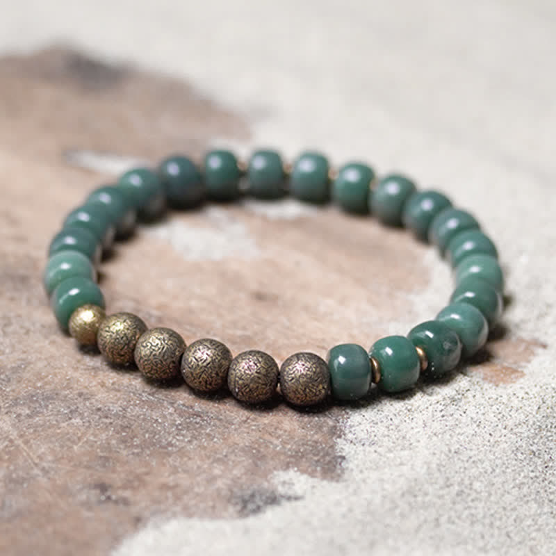 ATELIER-TIBET Bracelet Graines de Bodhi & Cuivre – 6×8 mm