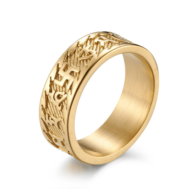 ATELIER-TIBET – Bague Unisexe Om Mani Padme Hum en Acier Titane – Anneau Mantra Bouddhiste