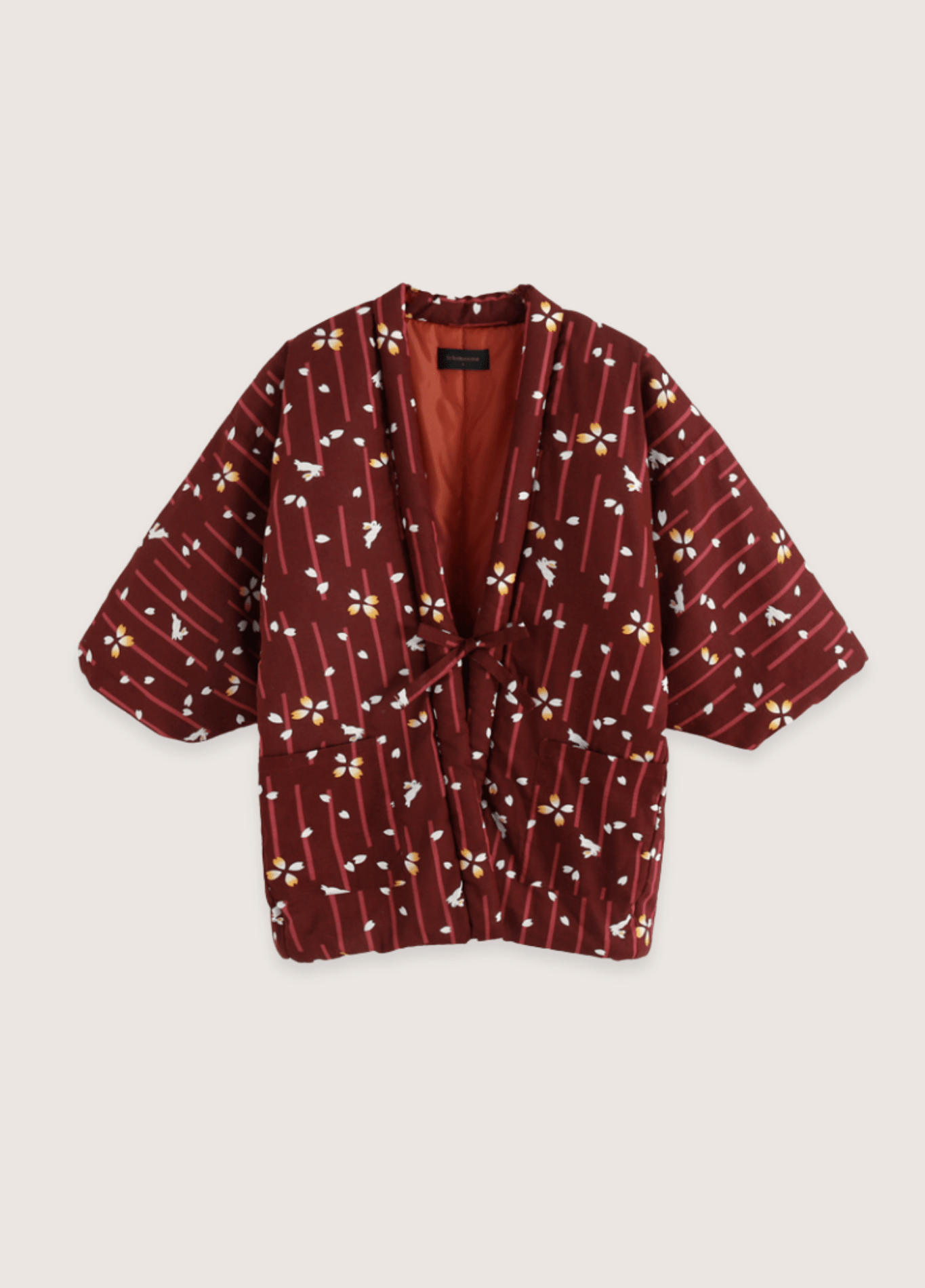 Veste kimono femme coton floral rouge – Fleur Nipponne