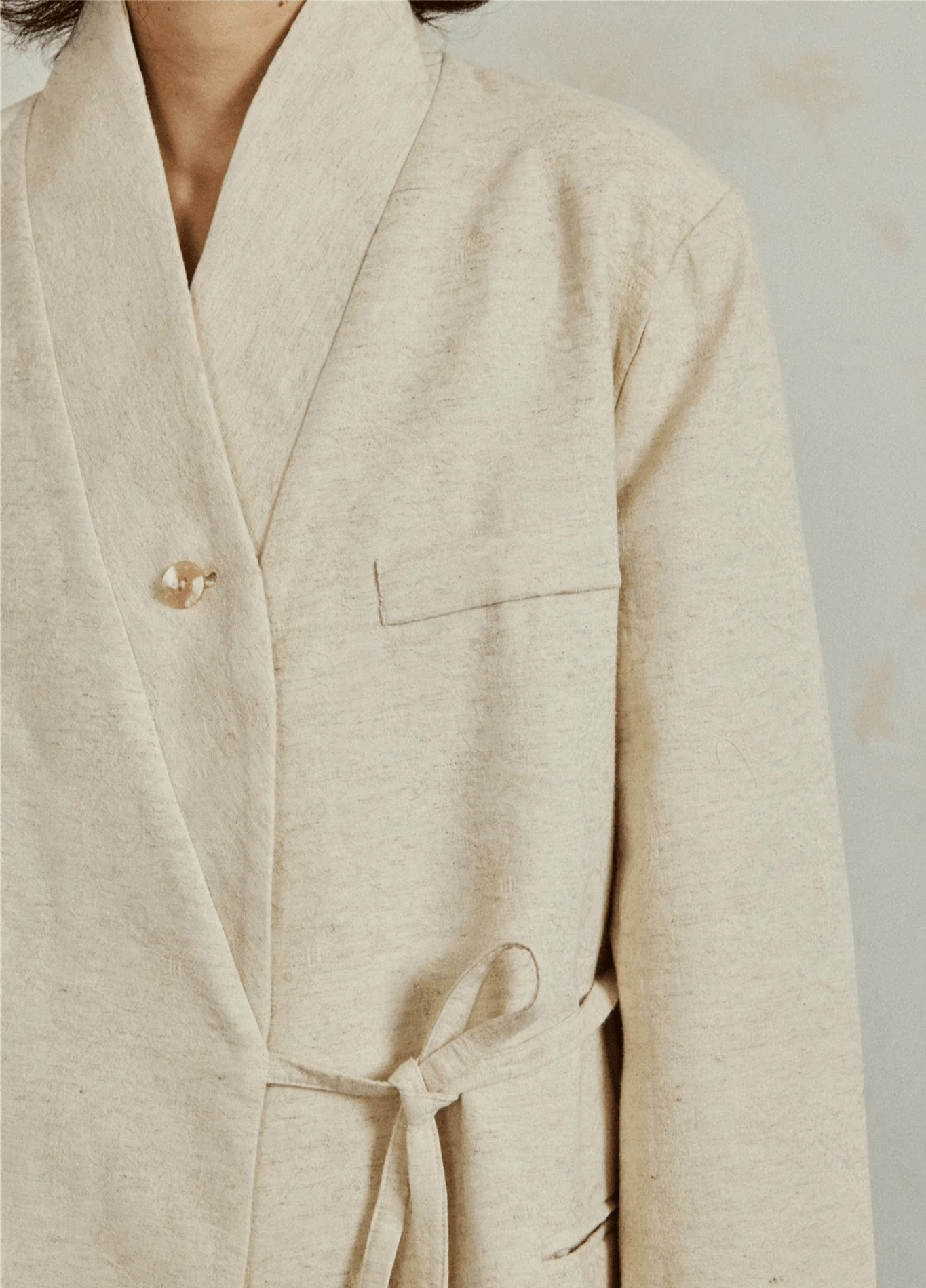 Veste kimono écru col châle, homme et femme – Kasane