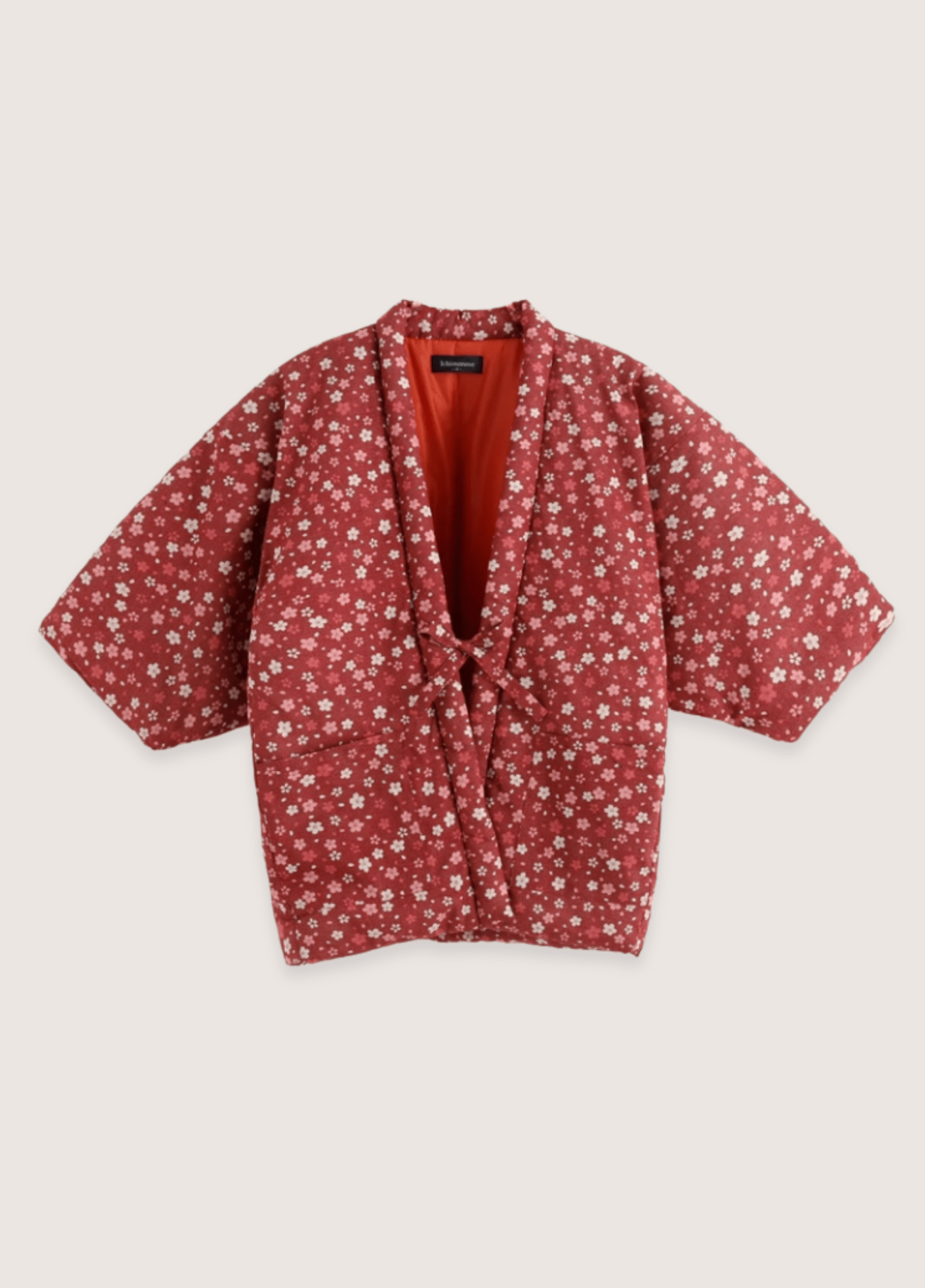 Veste kimono femme coton motif cerisier rouge – Sakura Nipponne