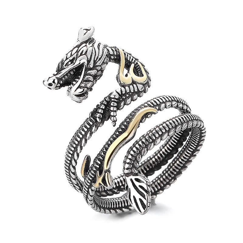 ATELIER-TIBET – Bague Force Dragon Vintage en Cuivre – Anneau Ajustable Symbolique Unisexe