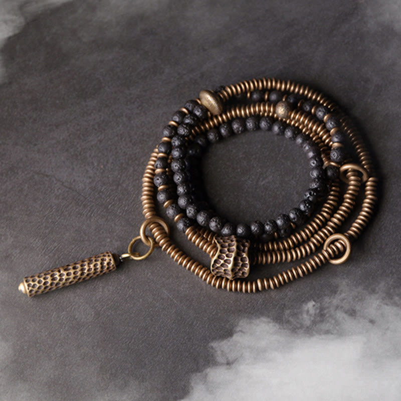 ATELIER-TIBET – Bracelet Spirituel Vintage en Pierre de Lave & Cuivre