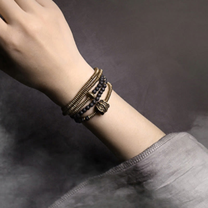 ATELIER-TIBET – Bracelet Spirituel Vintage en Pierre de Lave & Cuivre