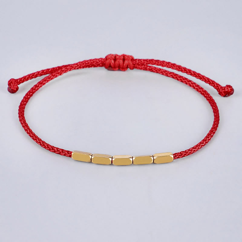 ATELIER-TIBET – Bracelet de Protection en Fil Rouge & Perles de Cuivre, Ajustable