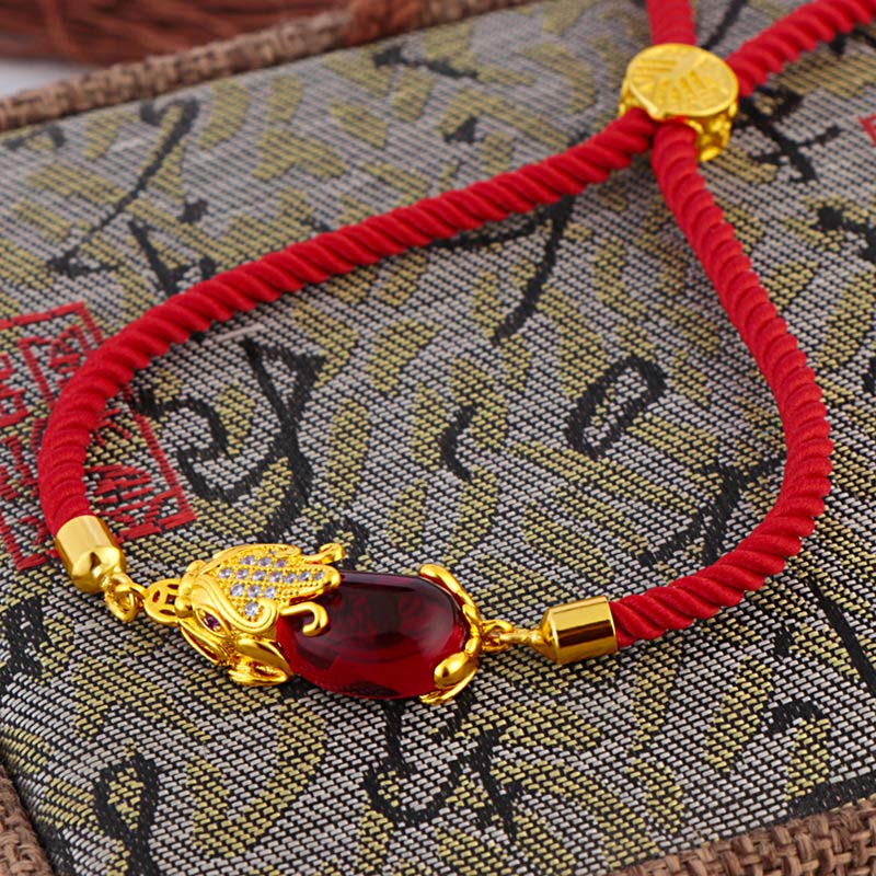 ATELIER-TIBET – Bracelet Pixiu Ajustable en Agate Rouge | Abondance & Protection Symbolique