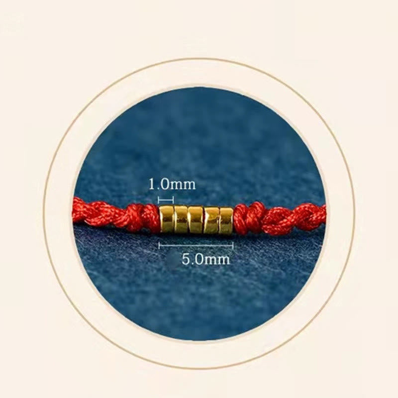 ATELIER-TIBET – Bracelet / Chevillère Fil Rouge & Perles Dorées en Argent Sterling 925