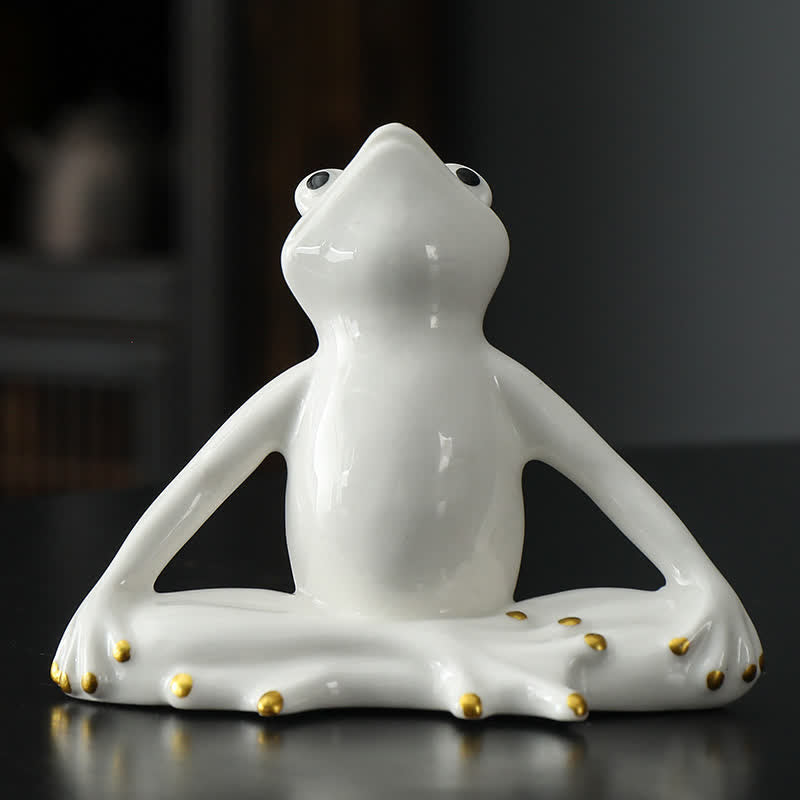 ATELIER-TIBET Statue décorative en céramique représentant une grenouille zen en méditation