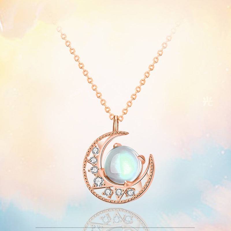 ATELIER-TIBET – Collier Lune en Pierre de Lune Naturelle et Argent Sterling 925