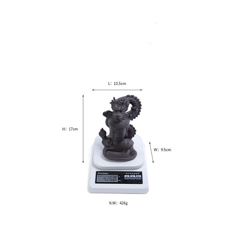 ATELIER-TIBET – Porte-Encens Bouddha Dragon en Argile Pourpre 10,5 cm pour Méditation
