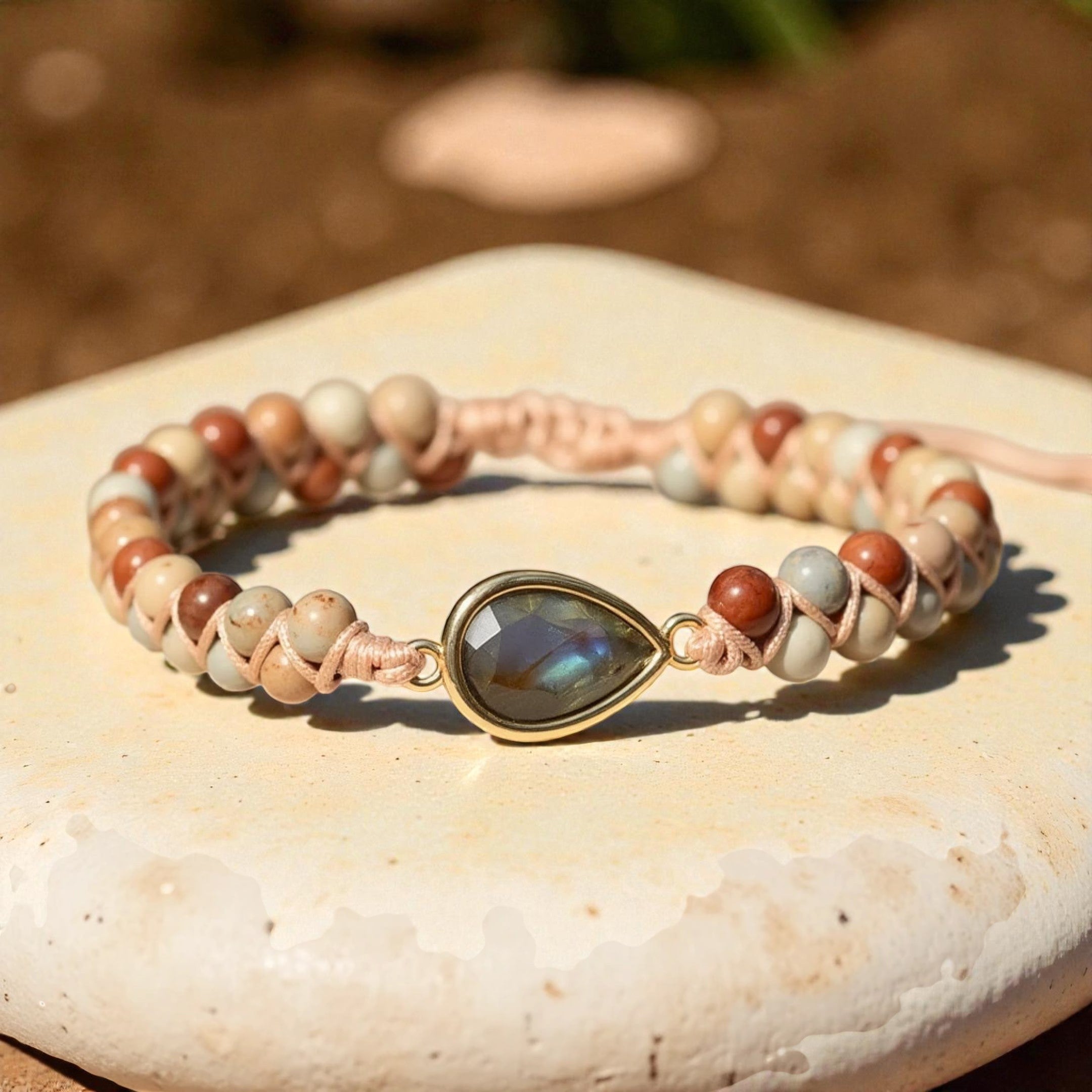ATELIER-TIBET – Bracelet Tressé Audace en Jaspe & Labradorite