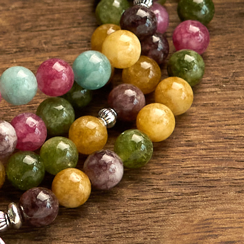 ATELIER-TIBET – Bracelet Mala Sagesse Lotus en Tourmaline Naturelle – 108 Perles – Bracelet Spirituel Unisexe