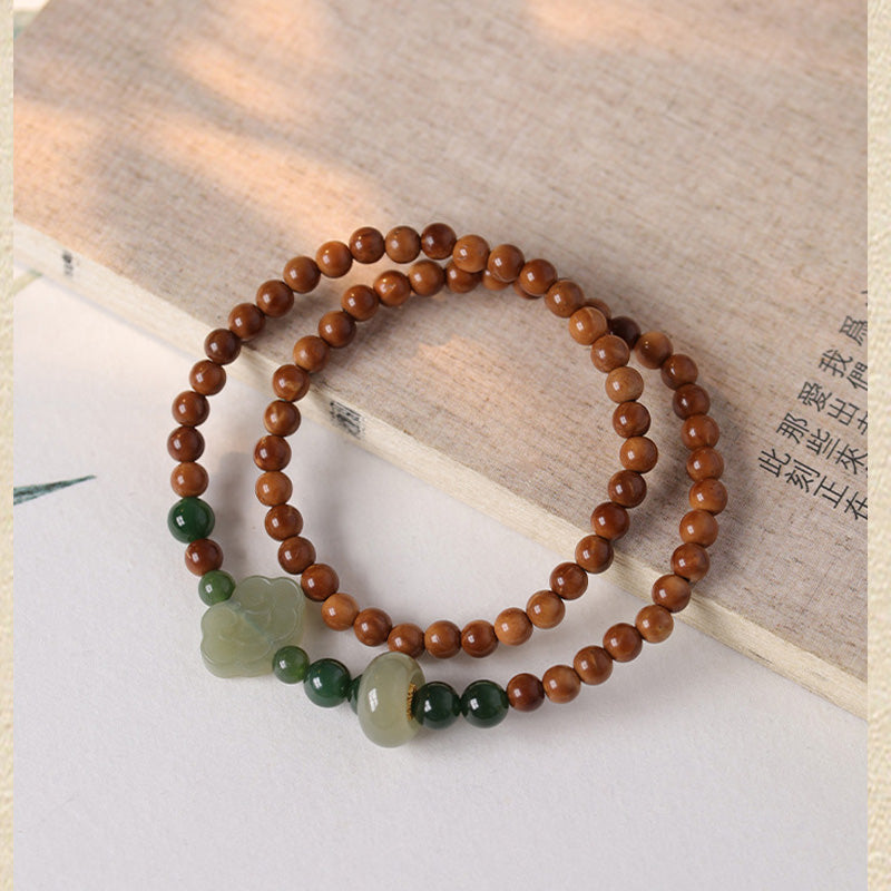ATELIER-TIBET Bracelet Dalagan Sculpté – Bois d’Agar de Kalimantan & Pierres Naturelles