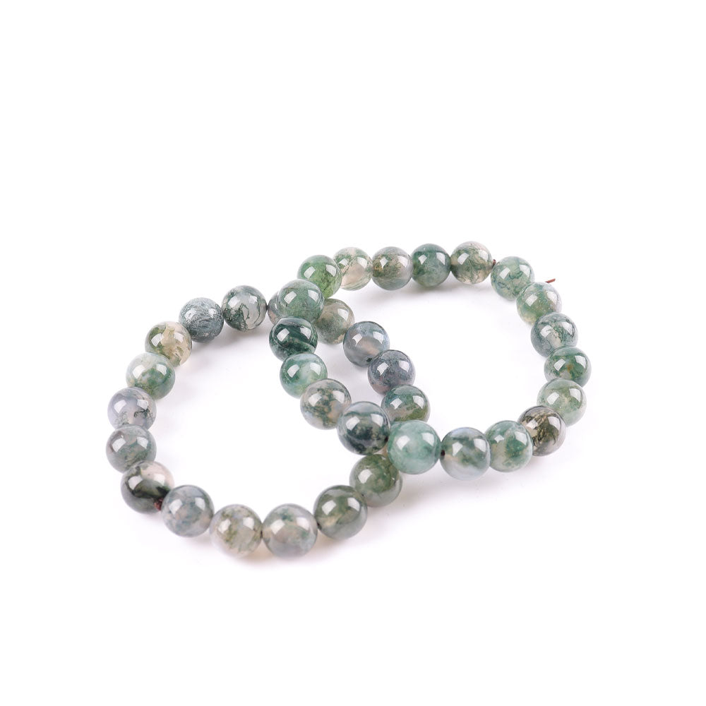 ATELIER-TIBET – Bracelet en Agate Mousse Naturelle – Harmonie & Ancrage – Perles 10 mm