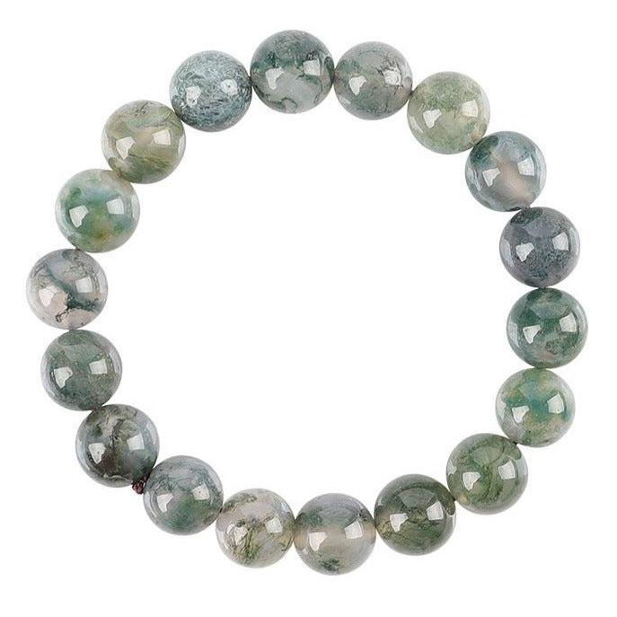 ATELIER-TIBET – Bracelet en Agate Mousse Naturelle – Harmonie & Ancrage – Perles 10 mm